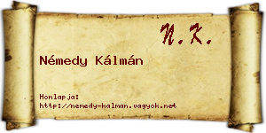 Némedy Kálmán névjegykártya